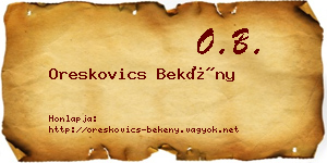 Oreskovics Bekény névjegykártya